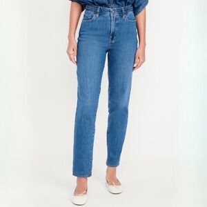 Old Navy Medium Wash High-Waisted OG Straight Cotton Stretch Braided Ankle Jeans